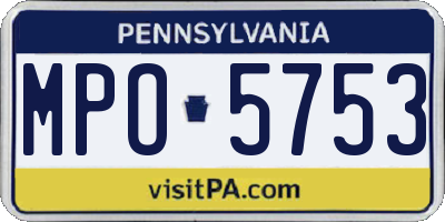 PA license plate MPO5753