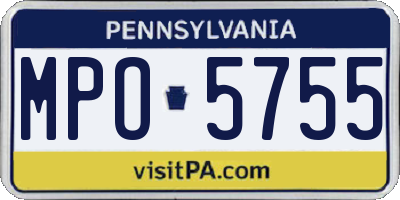 PA license plate MPO5755