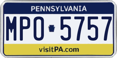 PA license plate MPO5757