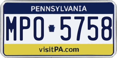 PA license plate MPO5758