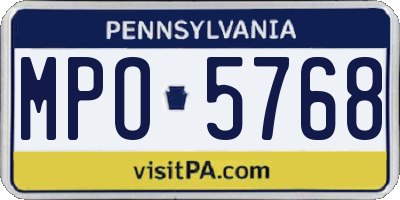 PA license plate MPO5768
