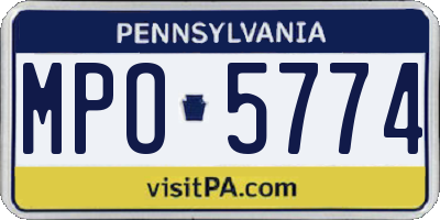 PA license plate MPO5774