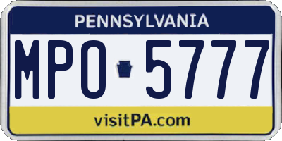 PA license plate MPO5777