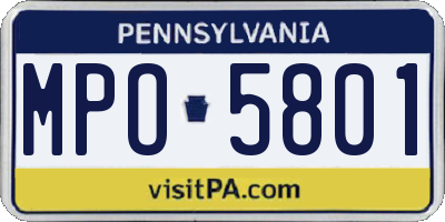 PA license plate MPO5801
