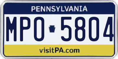 PA license plate MPO5804
