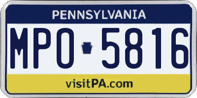 PA license plate MPO5816