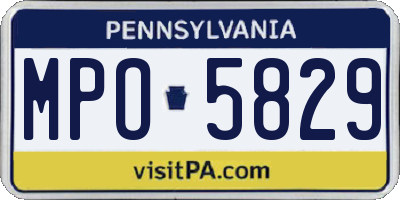 PA license plate MPO5829