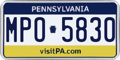 PA license plate MPO5830