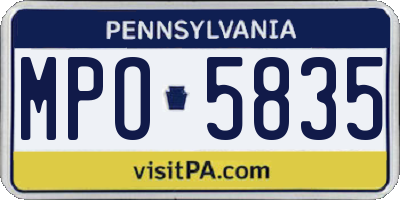 PA license plate MPO5835