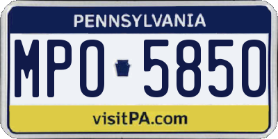 PA license plate MPO5850