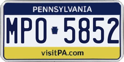 PA license plate MPO5852