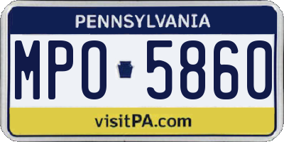 PA license plate MPO5860