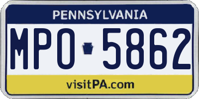 PA license plate MPO5862