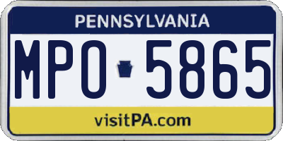 PA license plate MPO5865