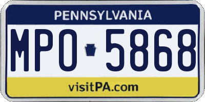 PA license plate MPO5868