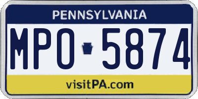 PA license plate MPO5874