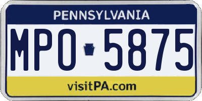 PA license plate MPO5875