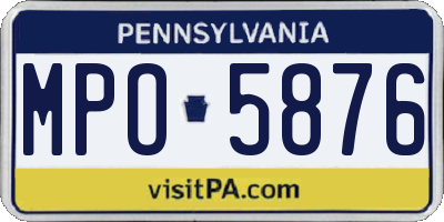 PA license plate MPO5876