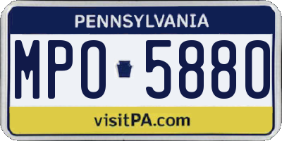 PA license plate MPO5880
