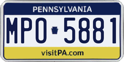 PA license plate MPO5881