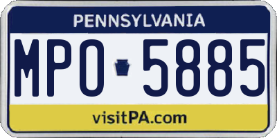 PA license plate MPO5885