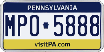 PA license plate MPO5888