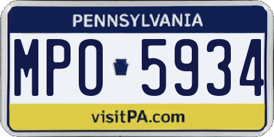 PA license plate MPO5934