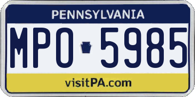 PA license plate MPO5985