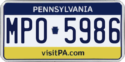 PA license plate MPO5986