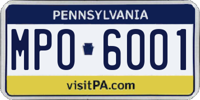 PA license plate MPO6001