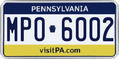 PA license plate MPO6002