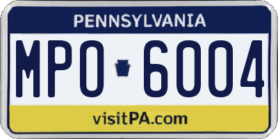 PA license plate MPO6004
