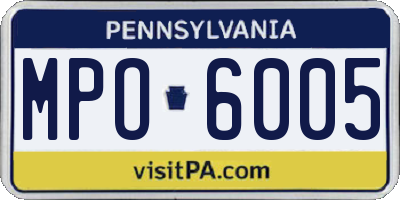 PA license plate MPO6005
