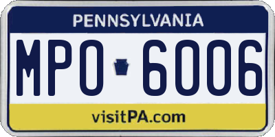 PA license plate MPO6006
