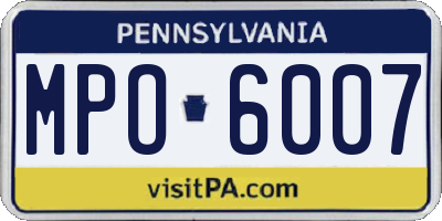 PA license plate MPO6007