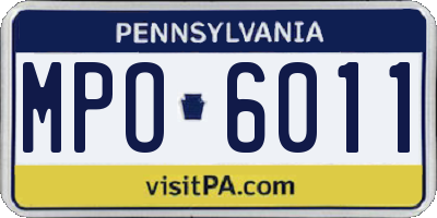 PA license plate MPO6011