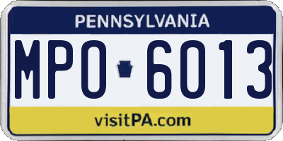 PA license plate MPO6013