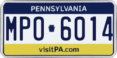 PA license plate MPO6014