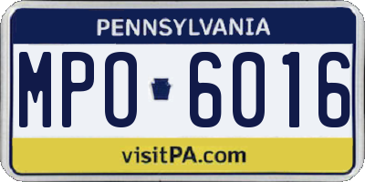 PA license plate MPO6016