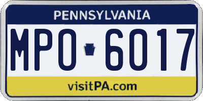PA license plate MPO6017