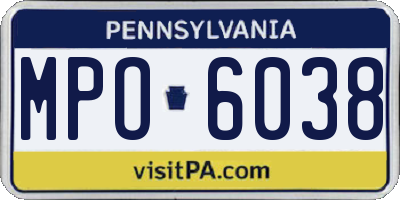 PA license plate MPO6038