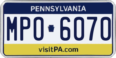 PA license plate MPO6070