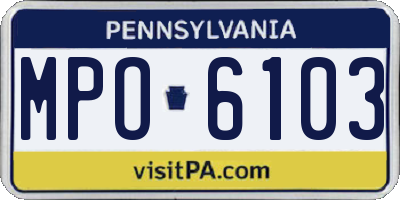 PA license plate MPO6103