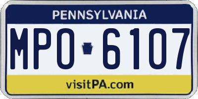 PA license plate MPO6107