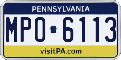 PA license plate MPO6113