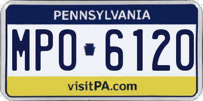 PA license plate MPO6120