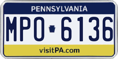 PA license plate MPO6136
