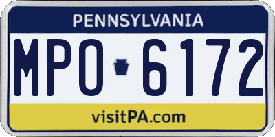 PA license plate MPO6172