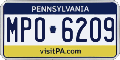 PA license plate MPO6209