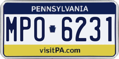 PA license plate MPO6231
